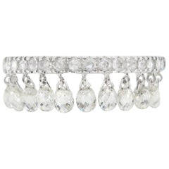 JR 1.92 Carat Diamond Briolette Dangling Ring 18 Karat White Gold