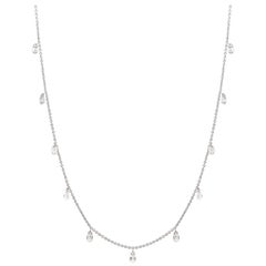 JR 1.96 Carat Diamond Briolette Dangling Necklace 18 Karat White Gold