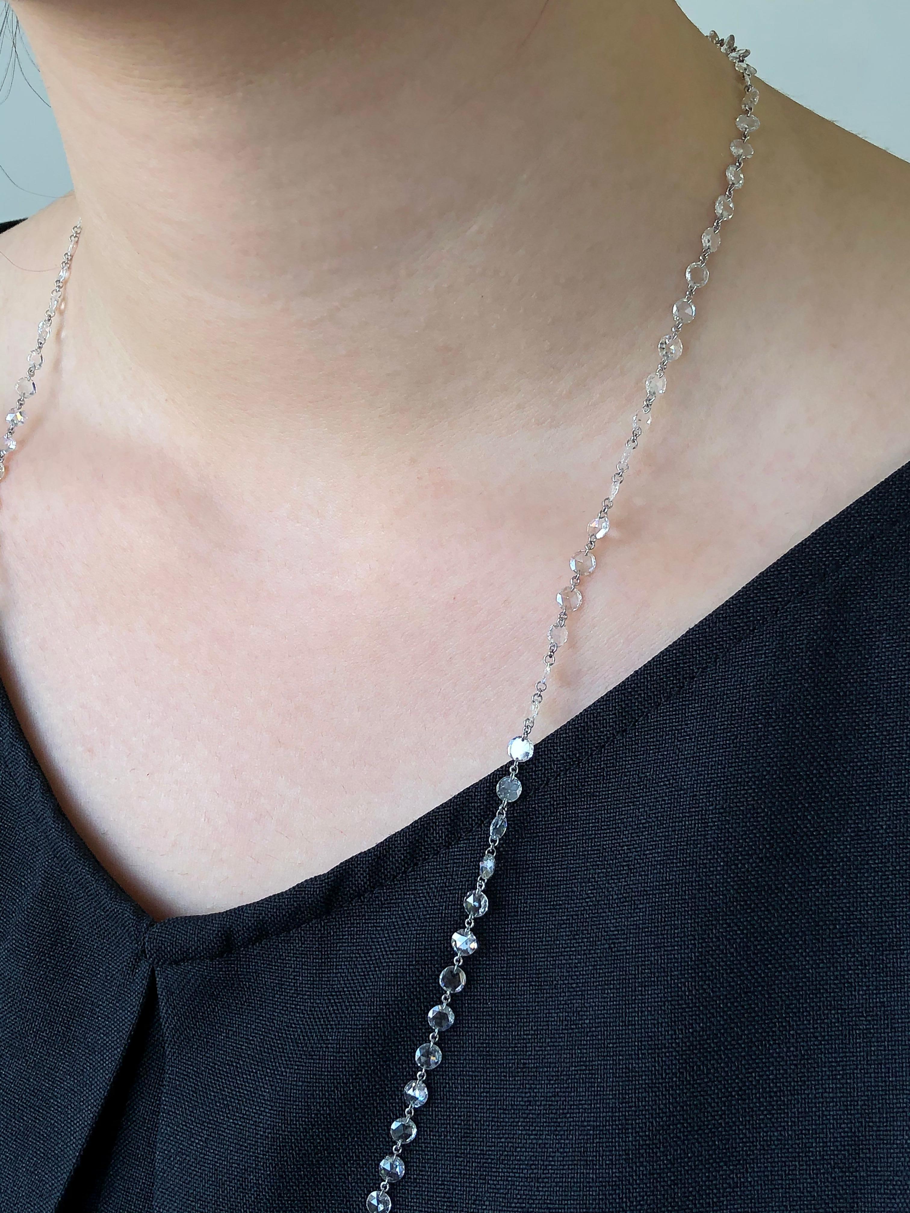 Taille rose JR Collier en or blanc 18 carats avec diamants taille rose de 20,78 carats en vente
