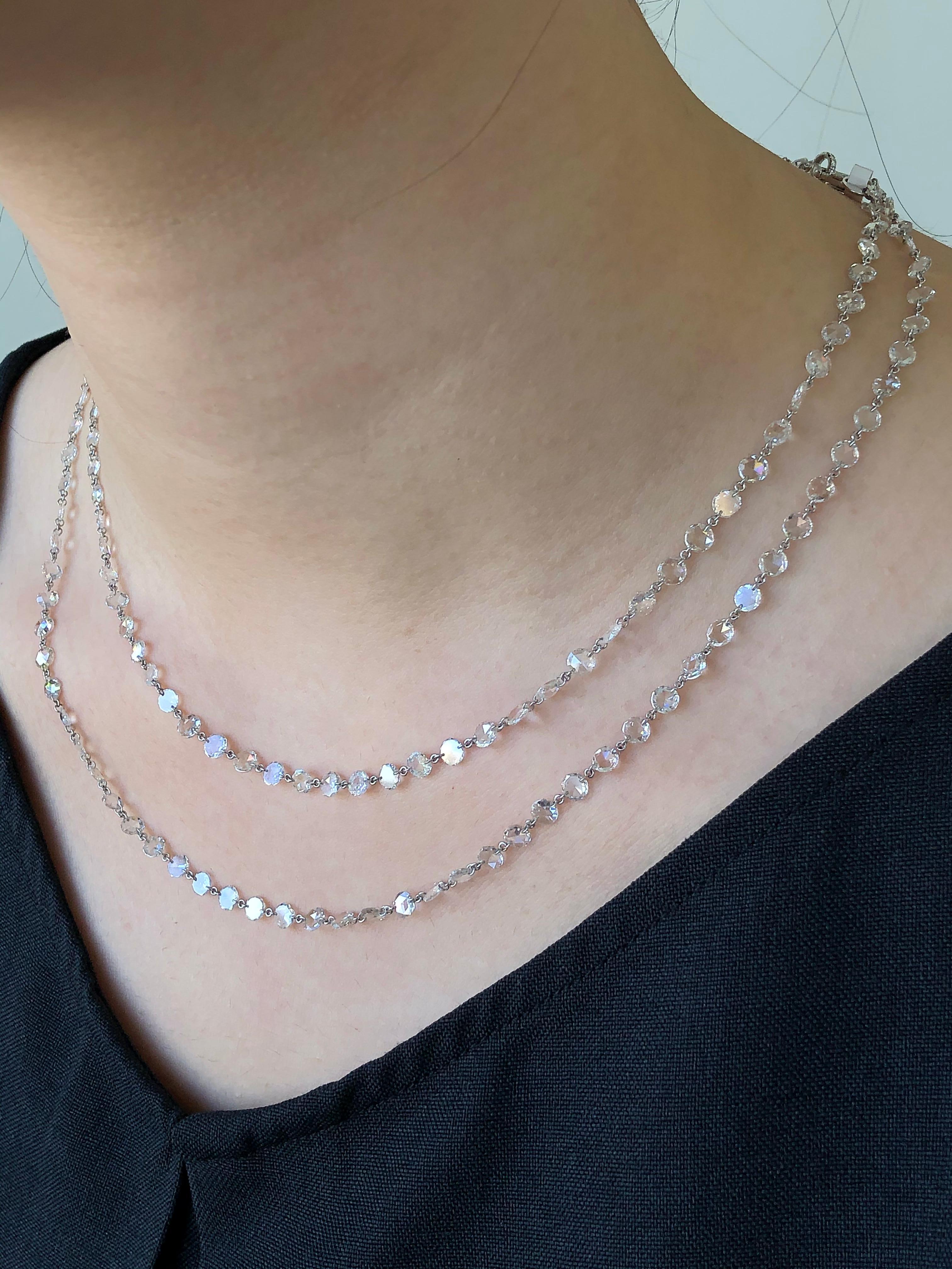 JR Collier en or blanc 18 carats avec diamants taille rose de 20,78 carats Pour femmes en vente