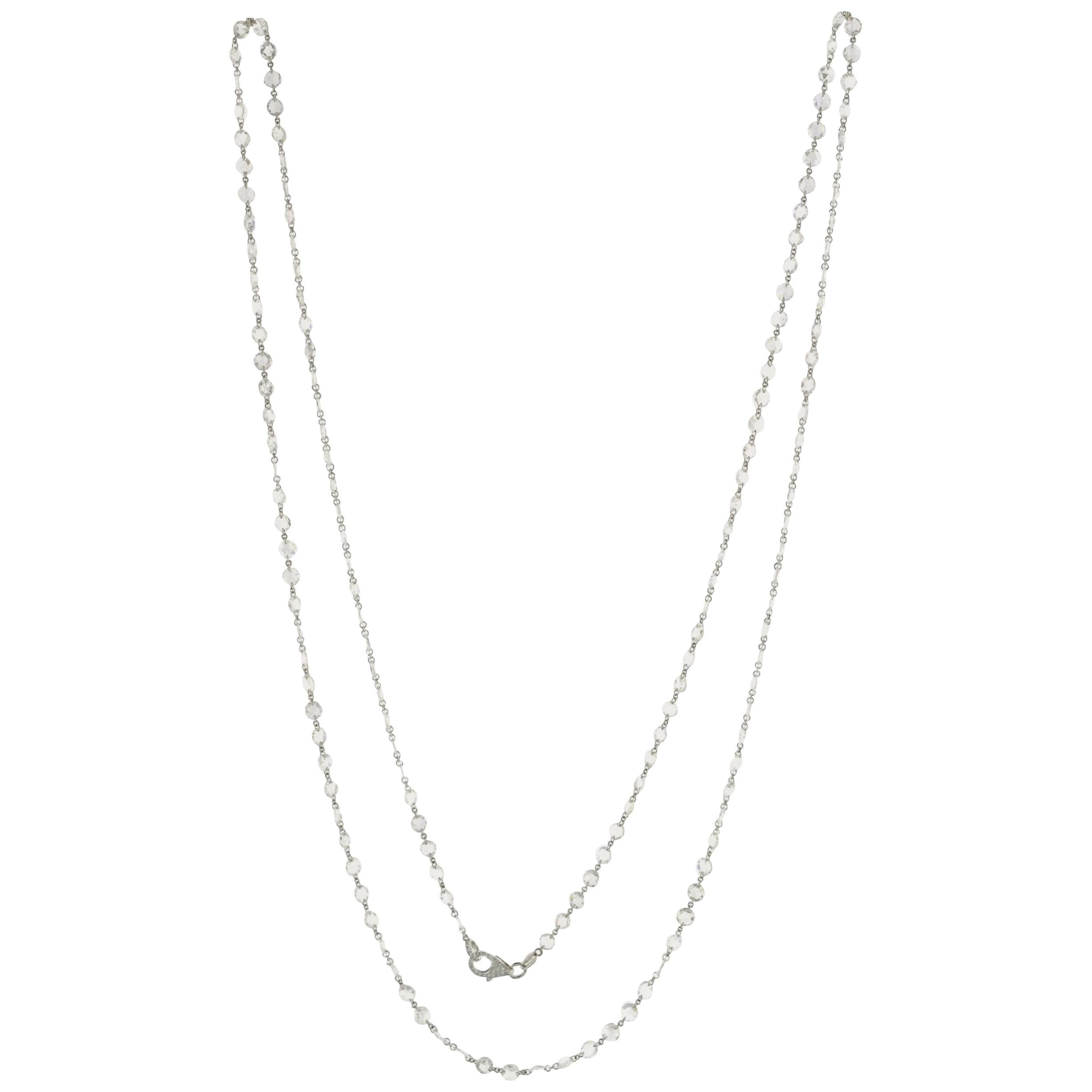 JR 20.78 Carat Rose Cut Diamond 18 Karat White Gold Necklace
