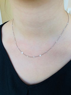 JR 2,13 Carati Bianco Taglio Rosa Collana in Oro Bianco 18 Carati