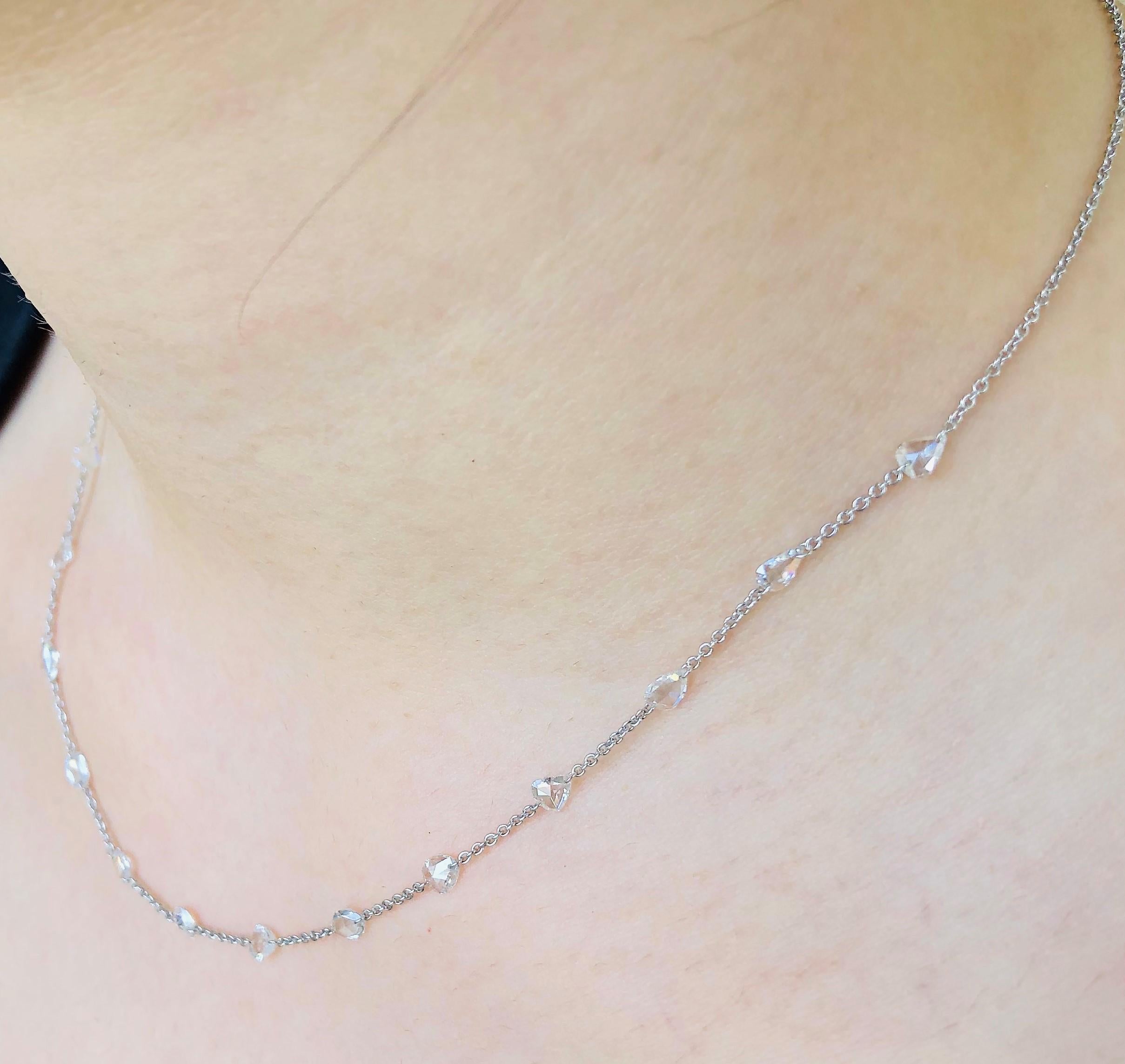 JR 2,13 Carati Bianco Taglio Rosa Collana in Oro Bianco 18 Carati In condizioni Nuovo in vendita a Hong Kong, HK