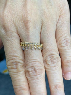 JR 2.25 Carat Diamond Briolette Dangling Ring 18 Karat Yellow Gold