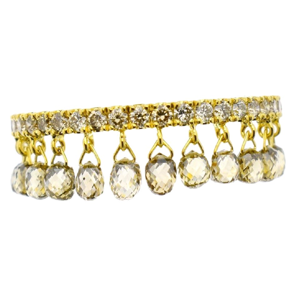 JR Anillo Colgante Briolette de Diamantes 2,27 Quilates Oro Amarillo 18 Kilates