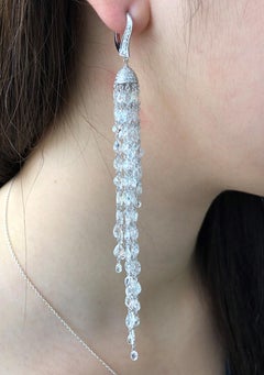 JR 23,18 Carat Rose Cut Diamond Tassel Orecchini in oro bianco 18 carati