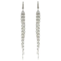 JR Boucles d'oreilles en or blanc 18 carats avec pampilles de diamants taille rose 23,18 carats