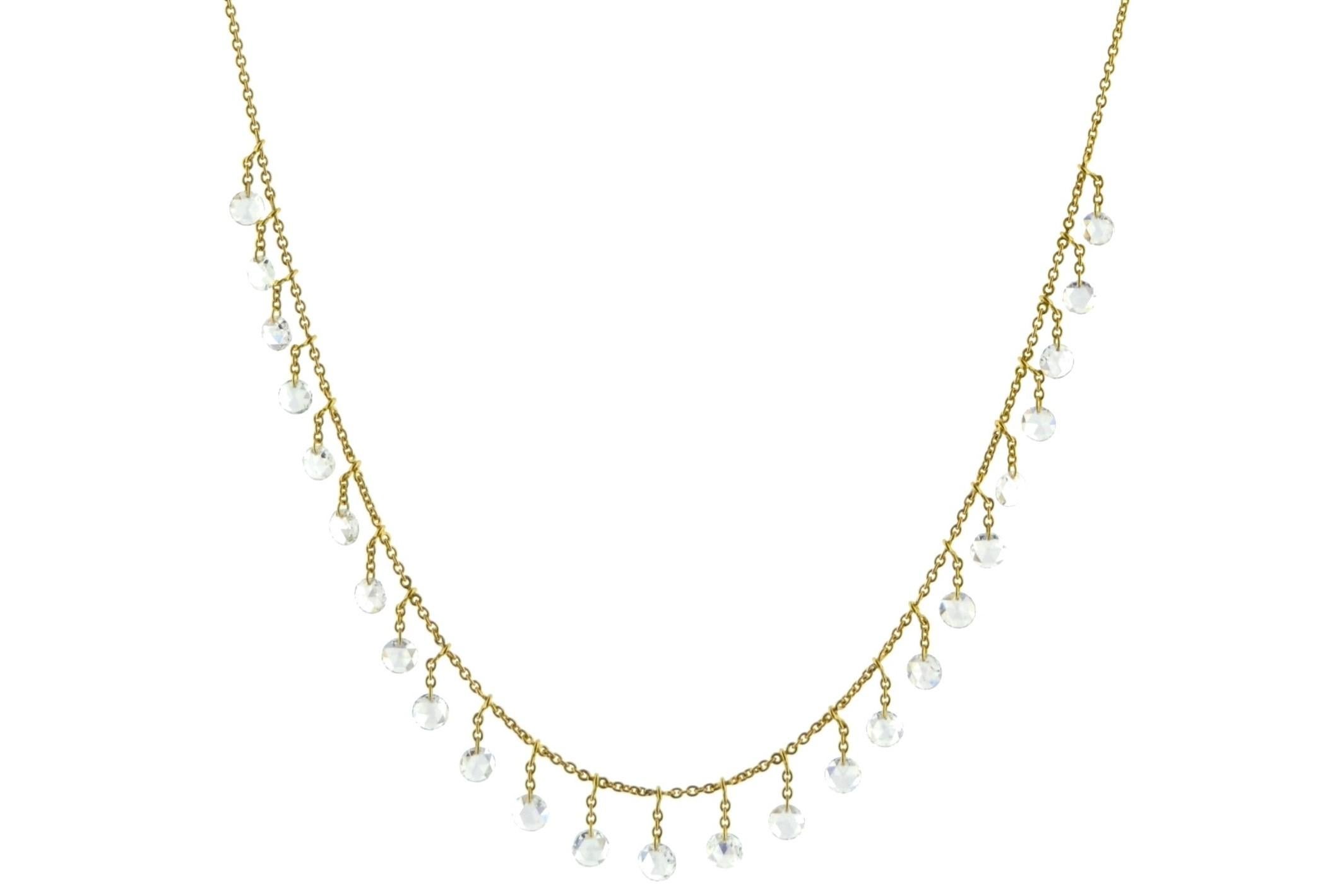 Moderne JR Collier pendant en or jaune 18 carats avec diamants de 2,37 carats taille rose en vente