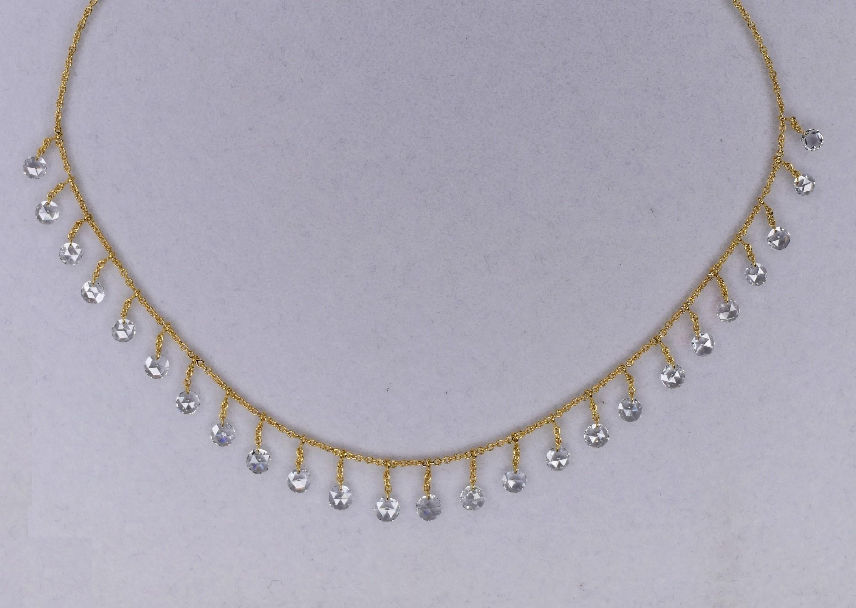 JR Collier pendant en or jaune 18 carats avec diamants de 2,37 carats taille rose Pour femmes en vente