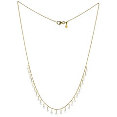 JR 2.37 Carat Diamond Rose Cut Dangling Necklace 18 Karat Yellow Gold