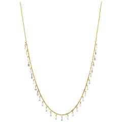 JR 2,40 Karat Weißer Baguette-Diamant 18 Karat Gelbgold baumelnde Halskette