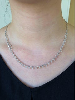 JR 26.07 Carat Diamond Briolette 18 Karat White Gold Dangling Necklace