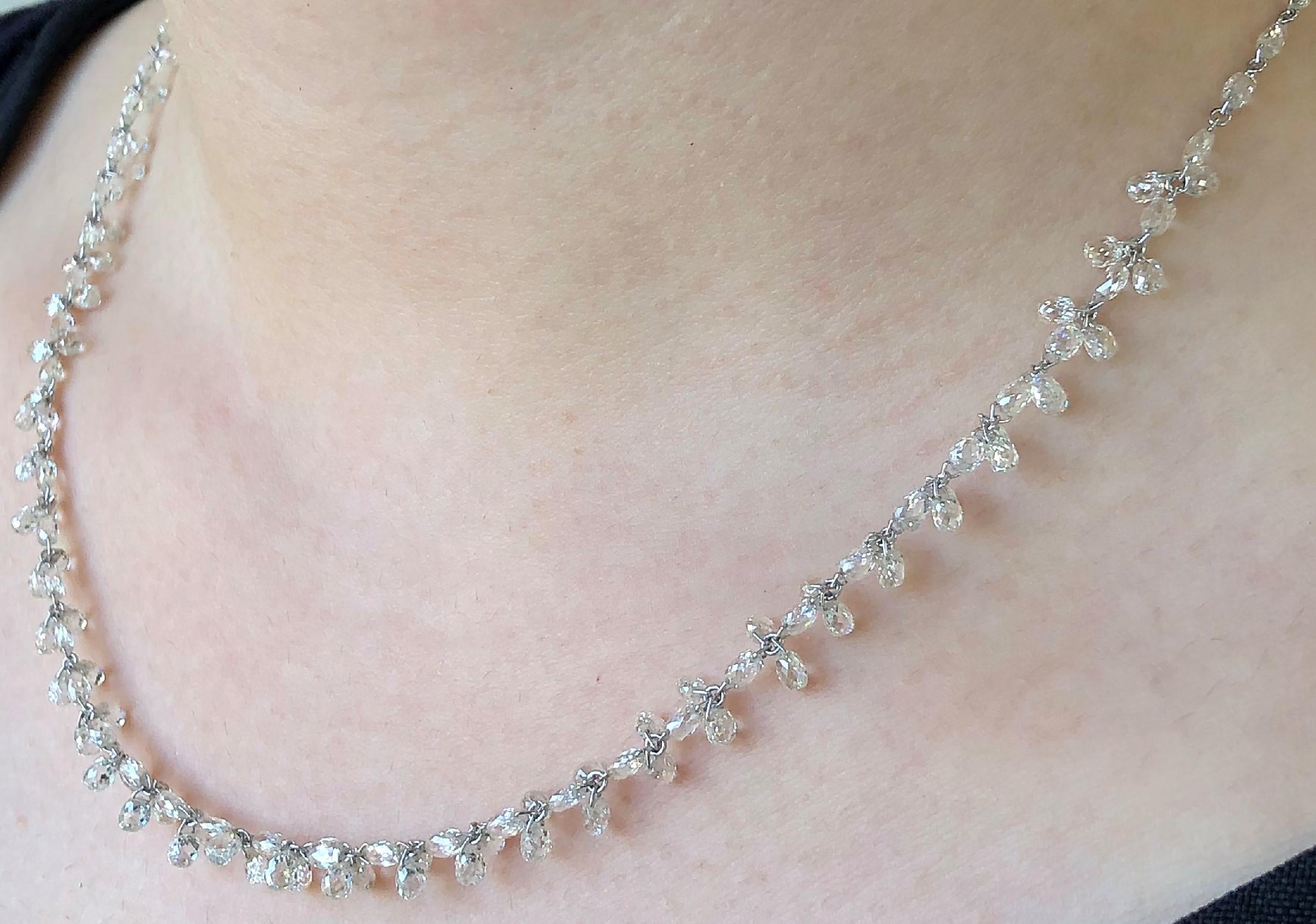 Taille briolette JR Collier pendant en or blanc 18 carats avec briolette de diamants de 26,07 carats en vente