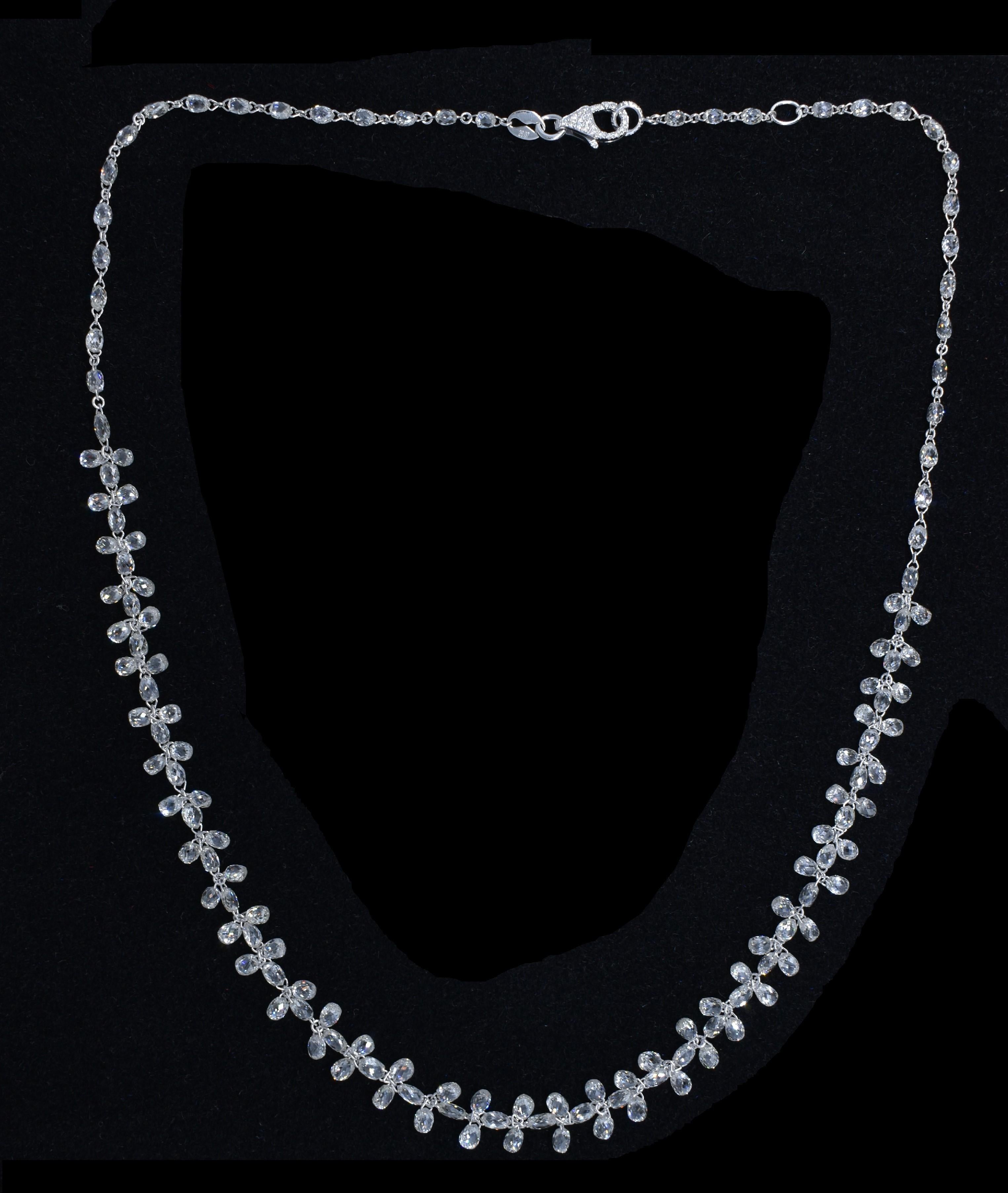 JR 26.07 Carat Diamond Briolette 18 Karat White Gold Dangling Necklace In New Condition For Sale In Hong Kong, HK