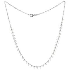 Antique JR 26.07 Carat Diamond Briolette 18 Karat White Gold Dangling Necklace