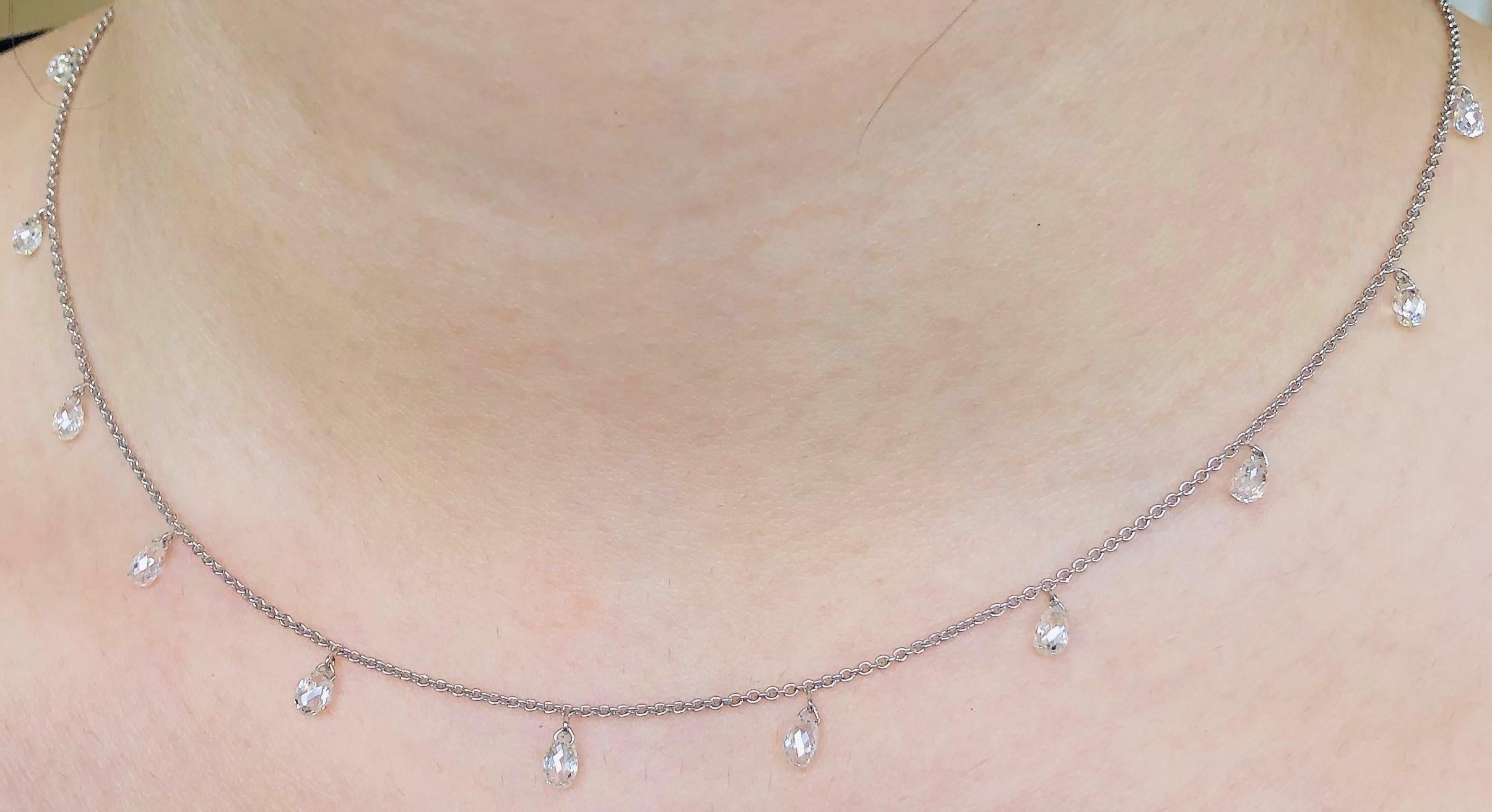 JR 2,61 Carat Diamond Briolette Dangling Collana in oro bianco 18 carati In condizioni Nuovo in vendita a Hong Kong, HK