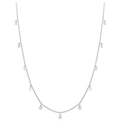 JR 2.61 Carat Diamond Briolette Dangling Necklace 18 Karat White Gold