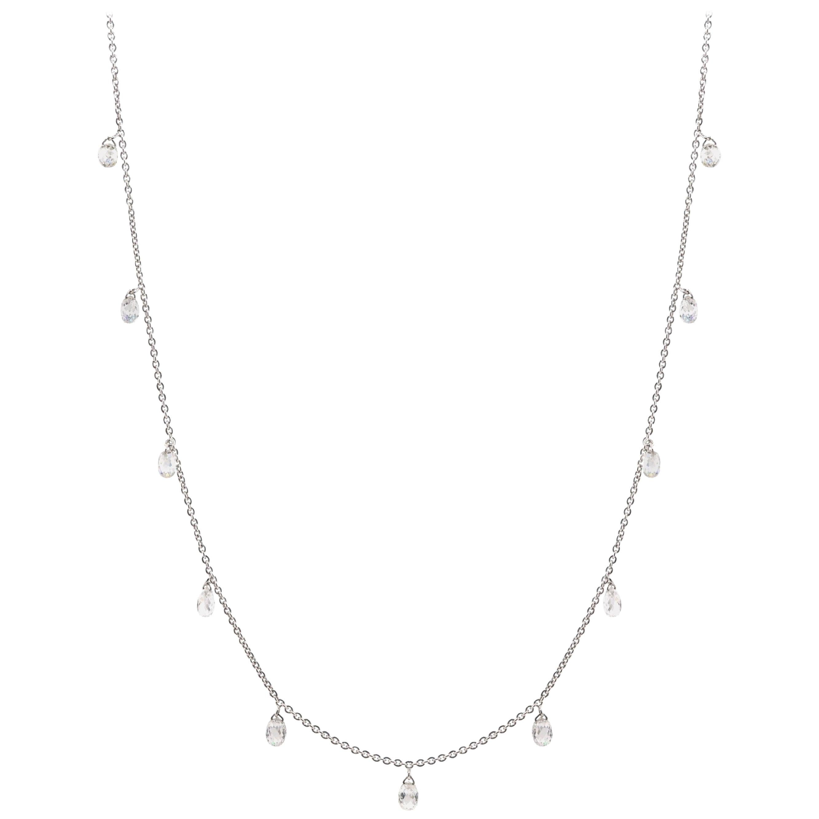 JR Collar Colgante Briolette de Diamantes 2,61 Quilates Oro Blanco 18 Kilates