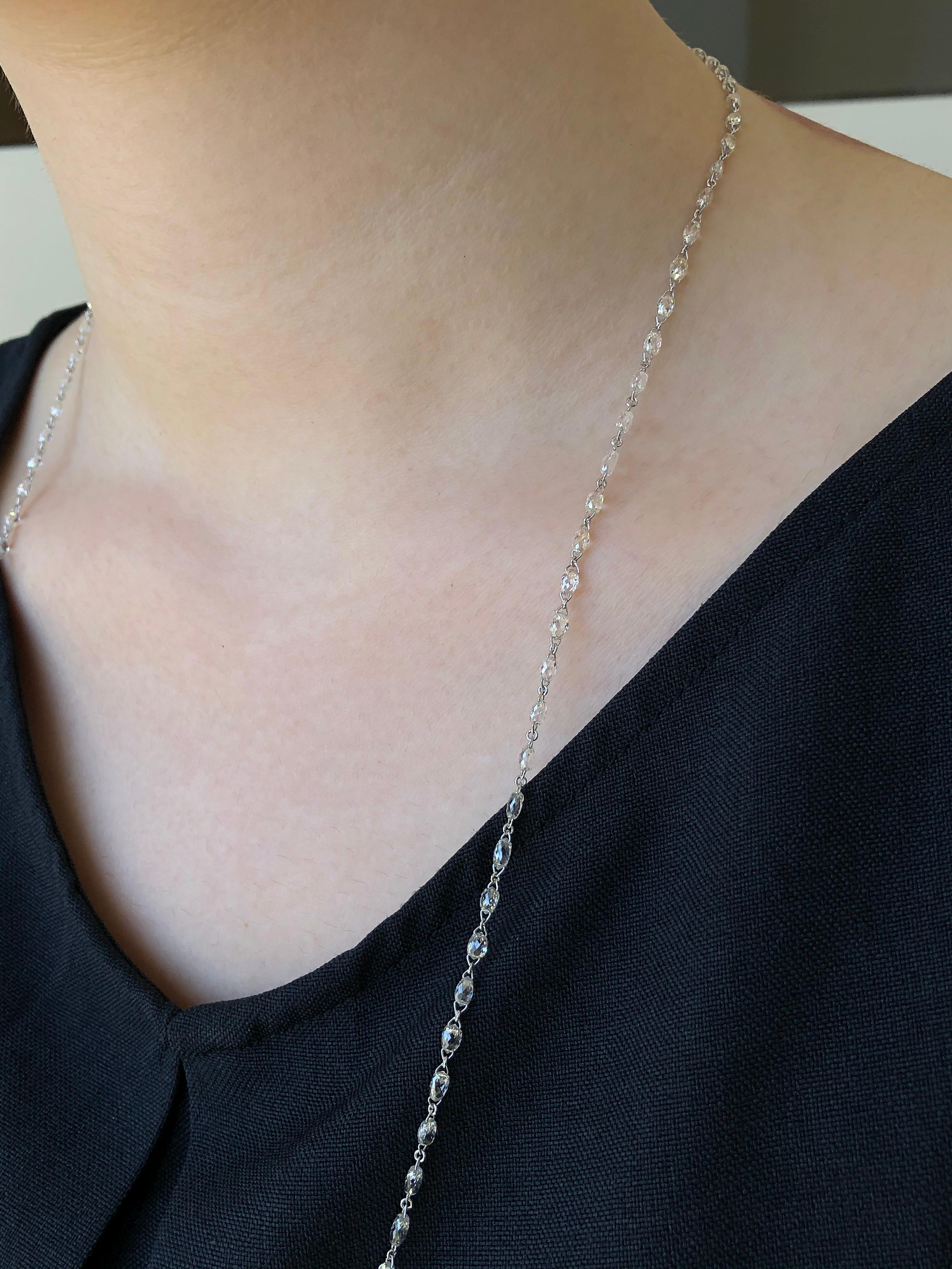 JR Collana Briolette con diamante bianco da 27,51 carati in oro bianco 18 carati In condizioni Nuovo in vendita a Hong Kong, HK
