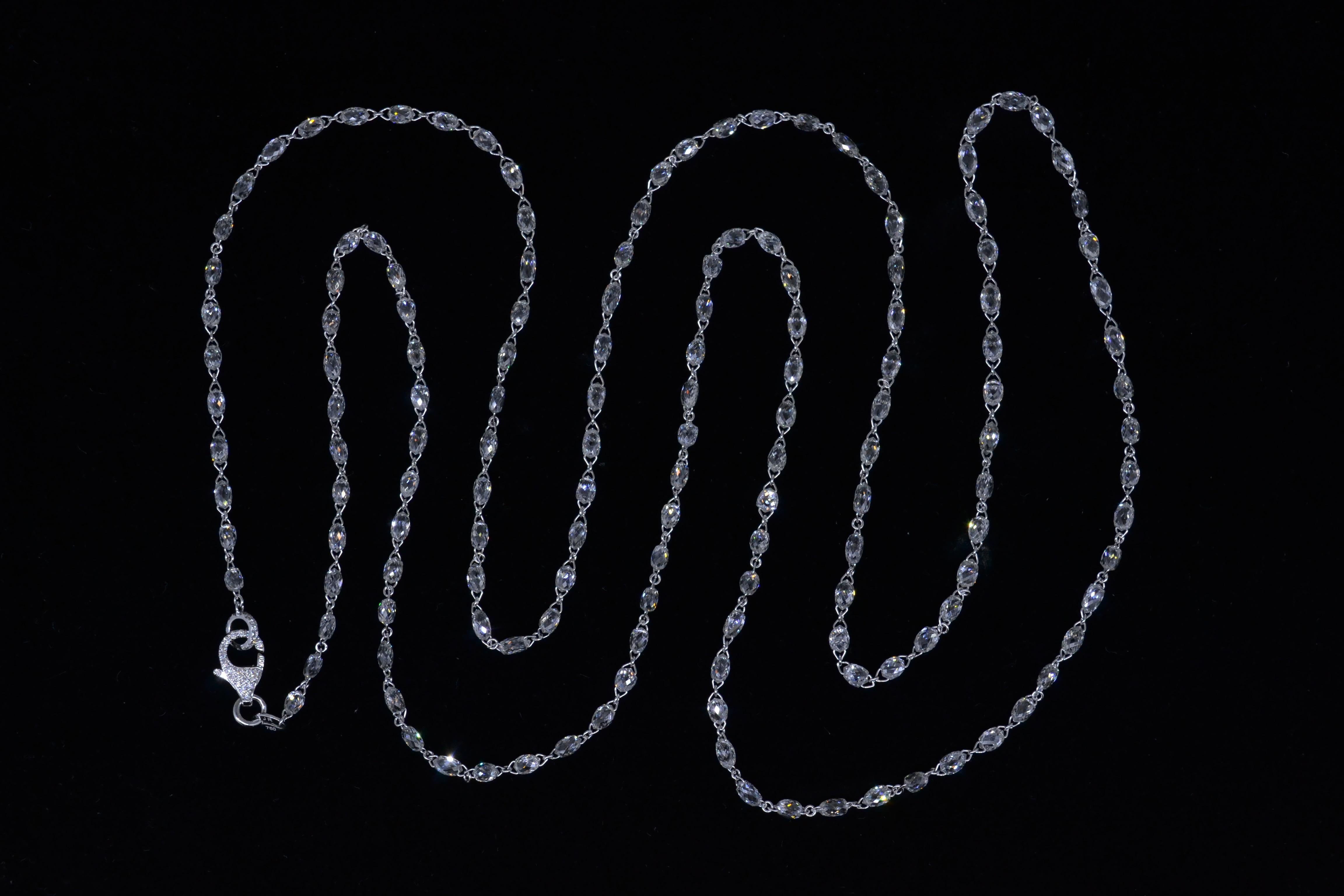 Donna JR Collana Briolette con diamante bianco da 27,51 carati in oro bianco 18 carati in vendita