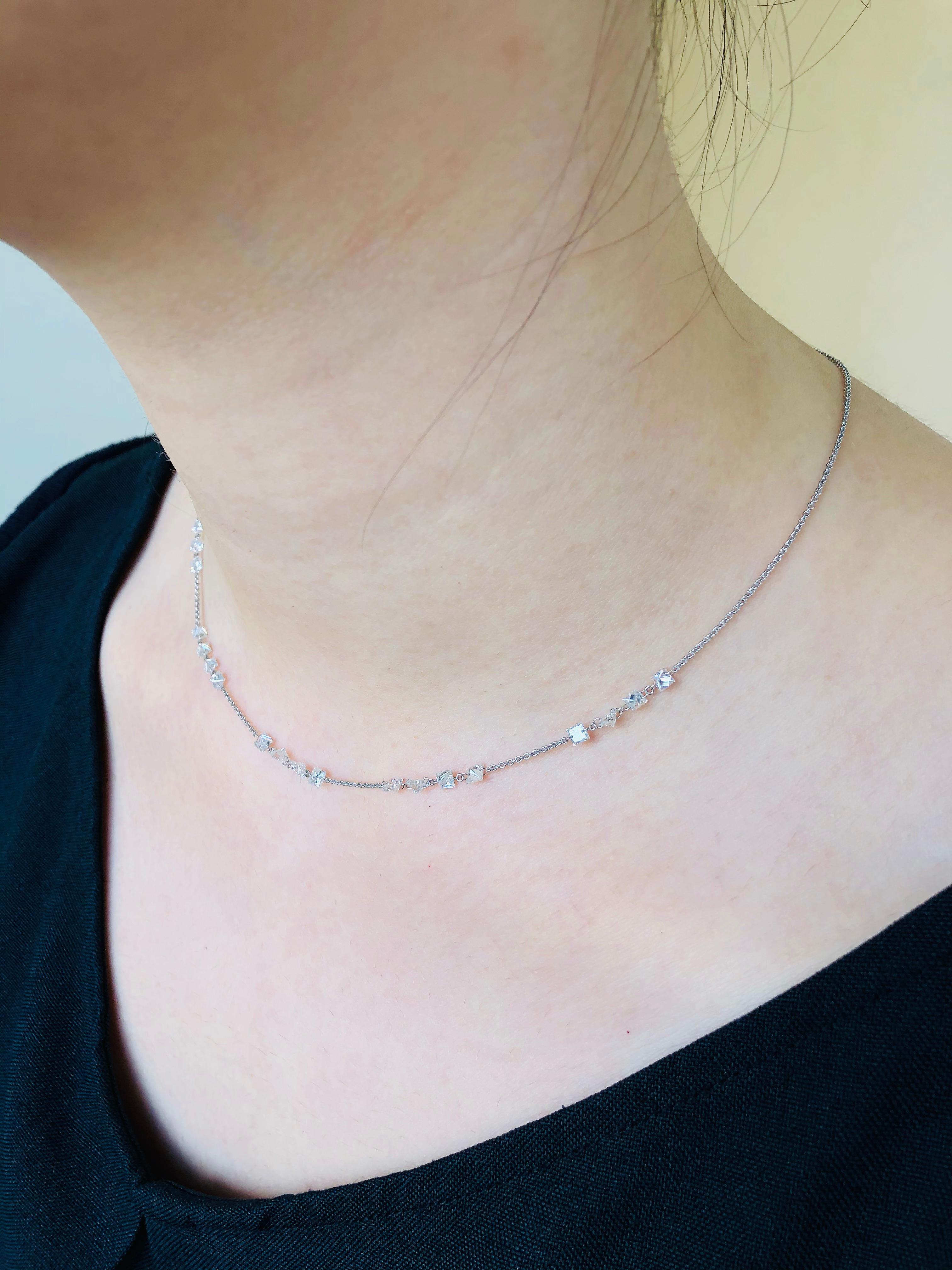 Taglio princess Collana JR con diamanti bianchi da 2,95 carati in oro bianco da 18 carati in vendita
