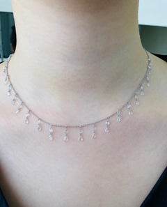 Collana girocollo in oro bianco 18 carati con diamanti taglio rosa JR da 3,14 carati