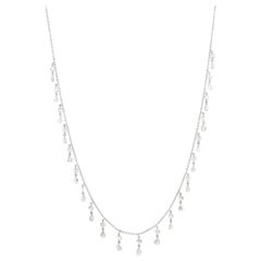 JR 3.14 Carat Rose Cut Diamond Dangling 18 Karat White Gold Choker Necklace
