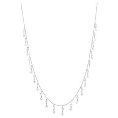 JR 3.14 Carat Rose Cut Diamond Dangling 18 Karat White Gold Choker Necklace