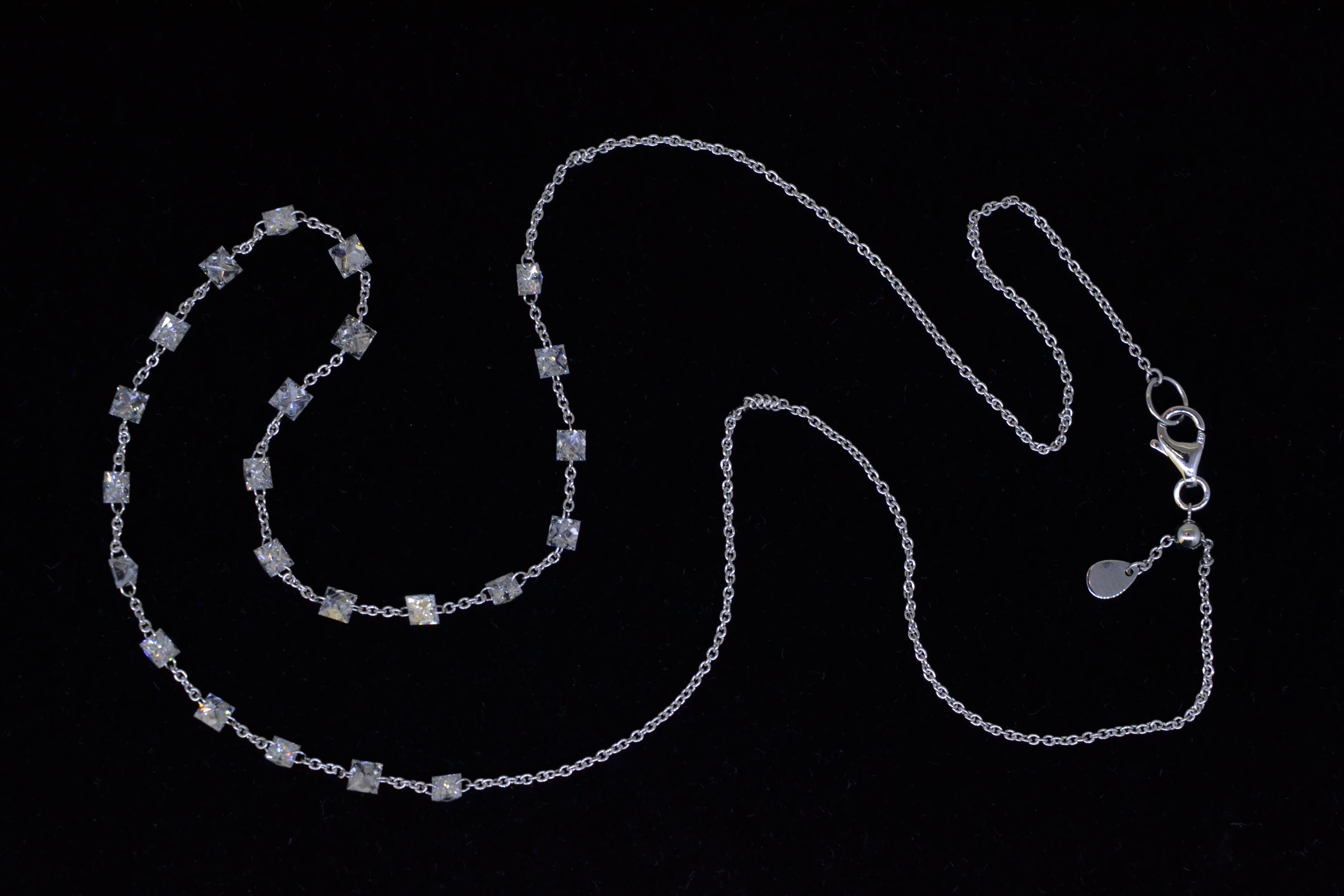 JR Collier en or blanc 18 carats avec diamants blancs brillants de 3,37 carats Pour femmes en vente