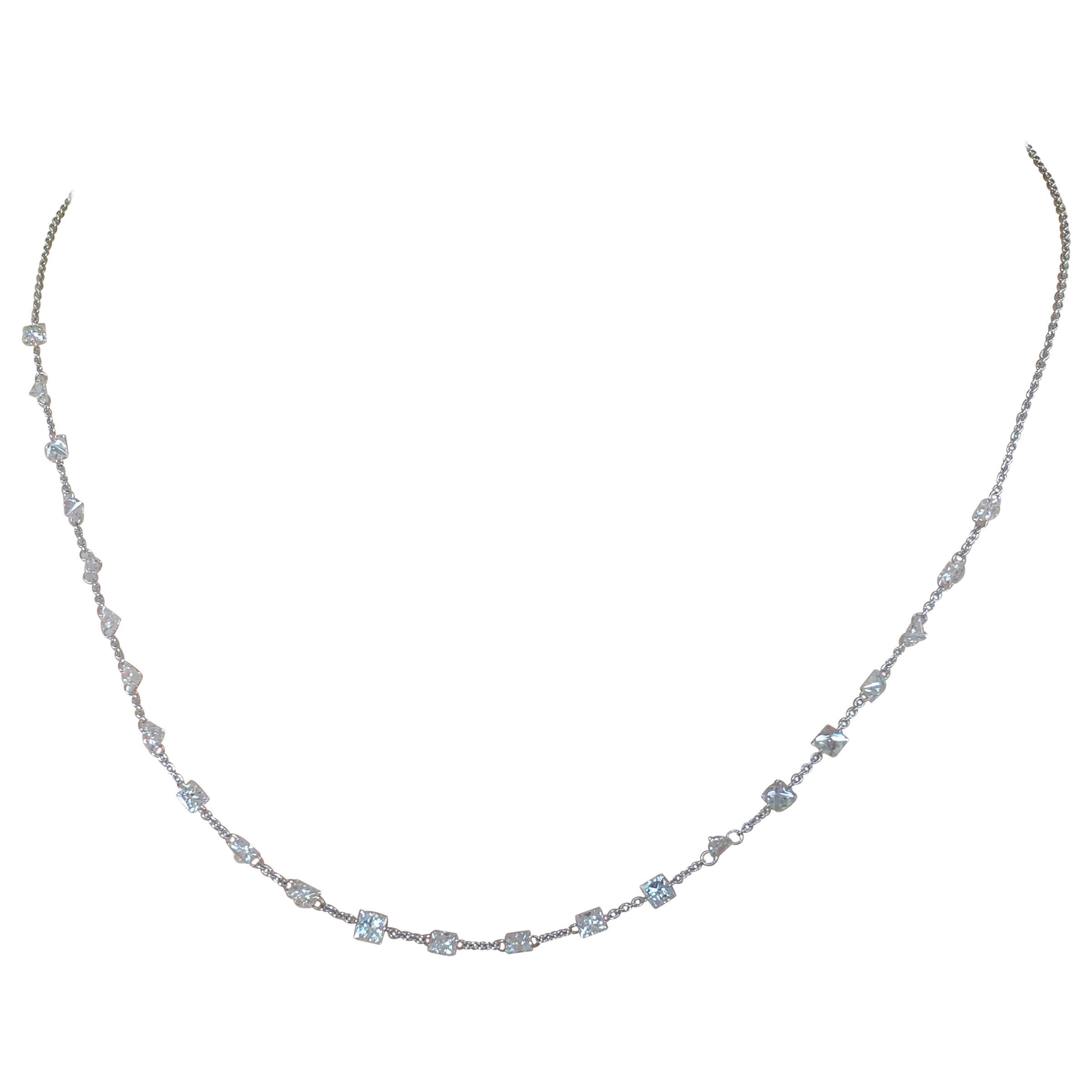 JR 3.37 Carat White Drill Diamond 18 Karat White Gold Necklace For Sale