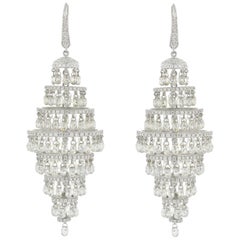 JR Boucles d'oreilles chandelier en or blanc 18 carats avec briolette en diamants de 35,08 carats