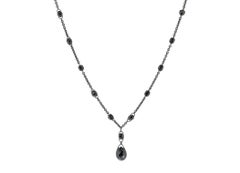 JR 3.52 Carat Black Diamond Briolette Dangling Necklace 18 Karat Gold