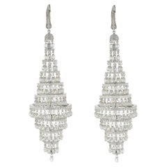 JR Boucles d'oreilles chandelier en or blanc 18 carats avec briolette de diamants 45,53 carats