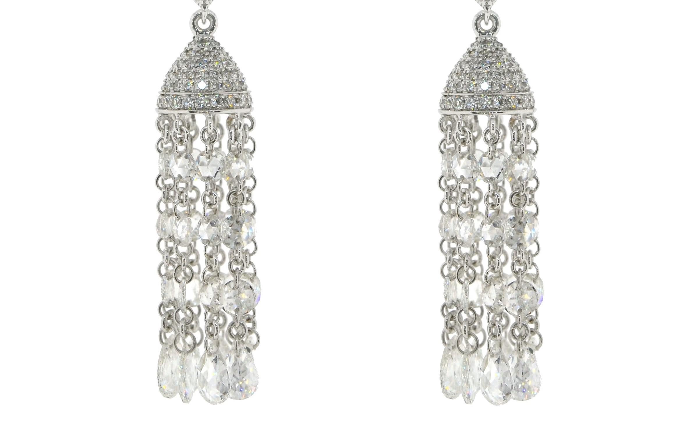 JR 5.80 Carat Rose Cut Diamond Tassel 18 Karat White Gold Earring

Stylish, graceful and elegant is what this pair of diamond tassel earring is. It moves with sheer grace and is made using excellent craftsmanship. its made using White Rose cut in