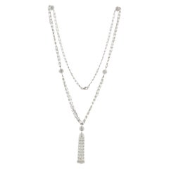 JR 59.63 Carat Rose Cut Diamond 18 Karat White Gold Tassel Necklace