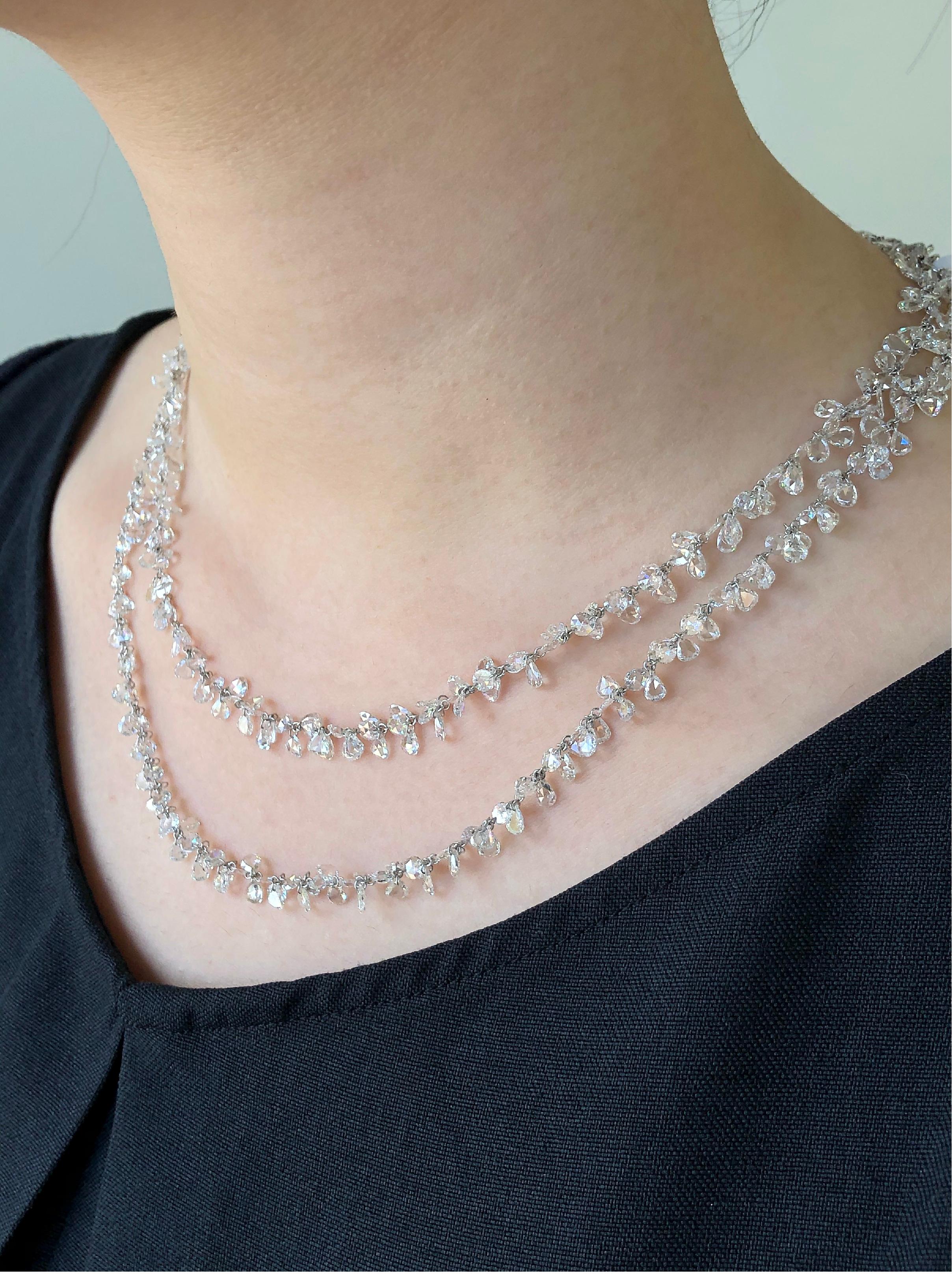 Donna JR 60,11 carati di diamanti a taglio rosa in oro bianco 18 carati - Collana con pendaglio in vendita