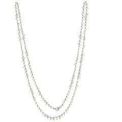 JR 60.11 Carat Rose Cut Diamond 18 Karat White Gold Dangling Necklace