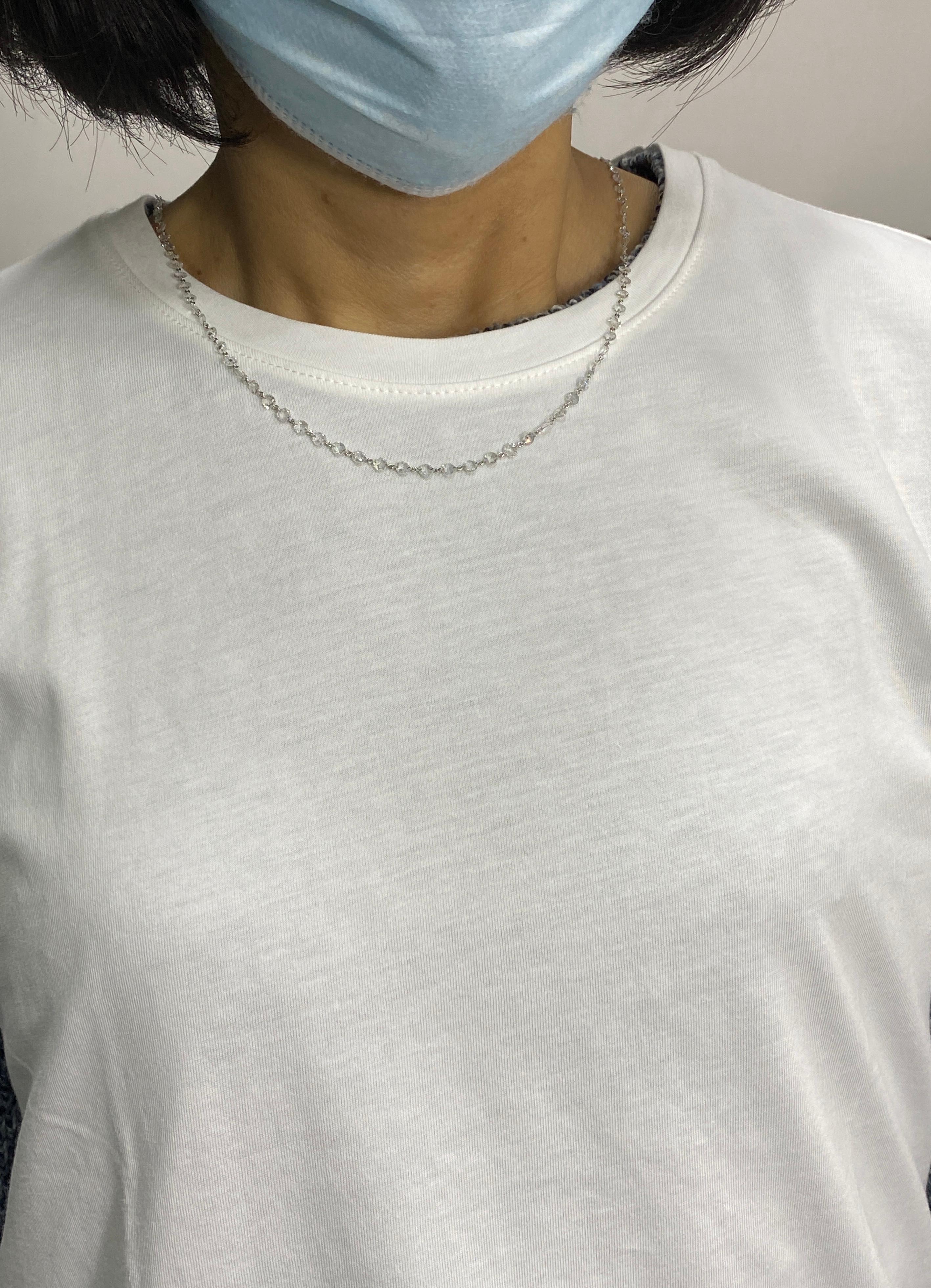 Moderne JR Collier en or blanc 18 carats avec diamants taille rose de 6,70 carats en vente