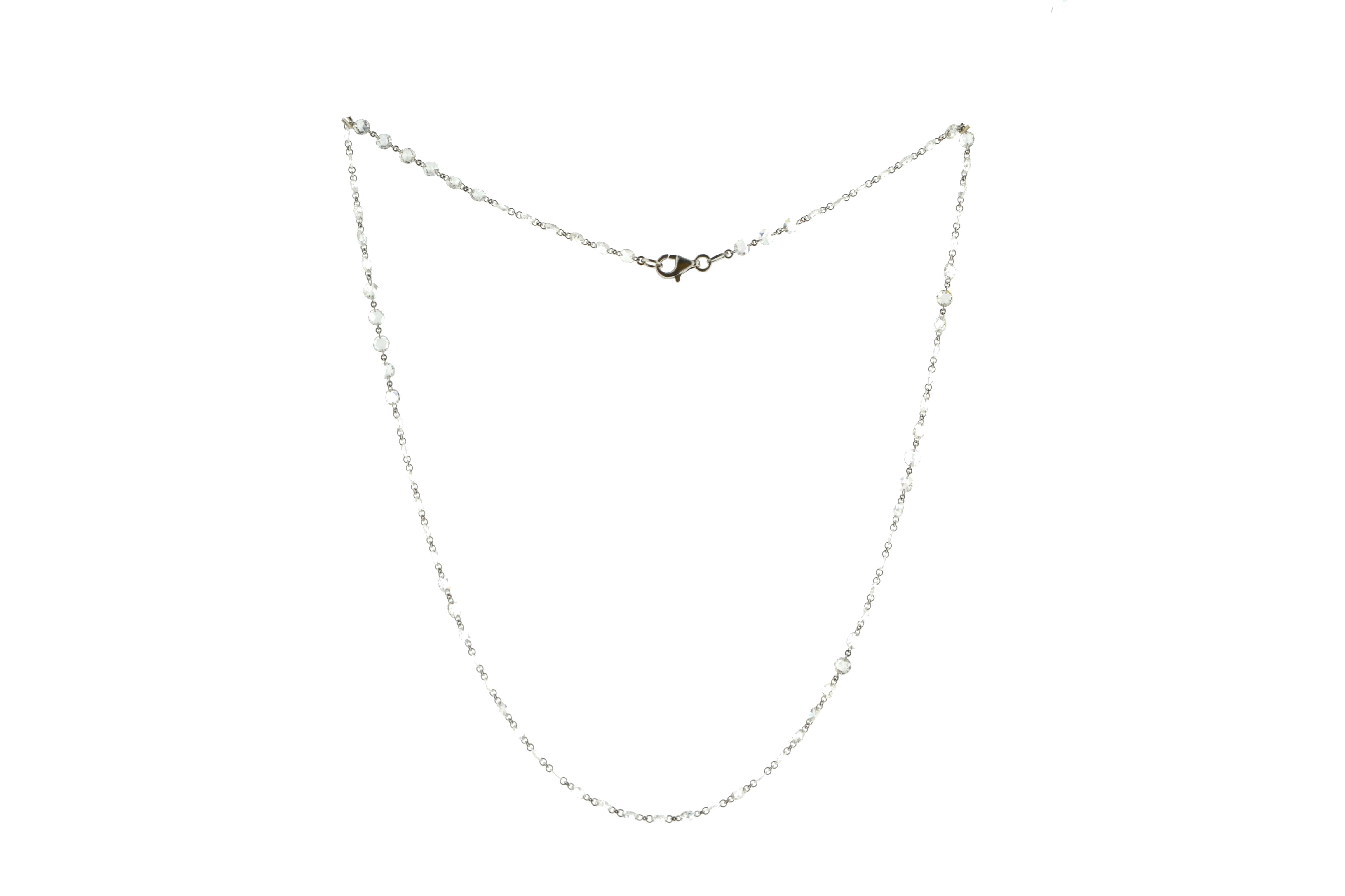 JR Collier en or blanc 18 carats avec diamants taille rose de 6,70 carats Neuf - En vente à Hong Kong, HK