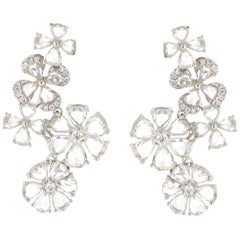 JR 7,73 Karat Rose Cut Diamant-Blumen-Ohrring aus 18 Karat Weißgold