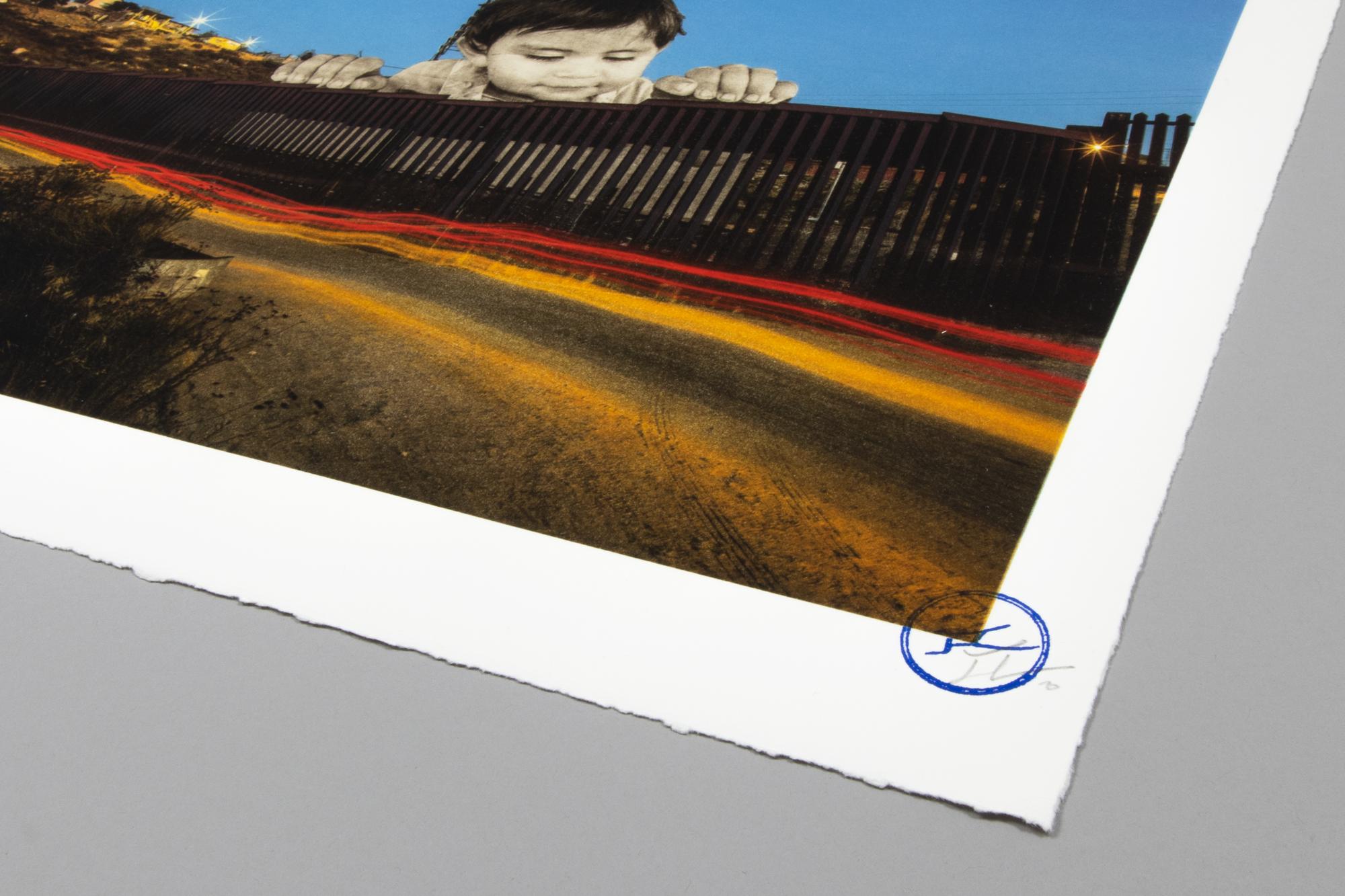 JR // Giants, Kikito // Lithograph, Street Art, Urban Art, Signed Print - Blue Interior Print by JR (aka Jean René)