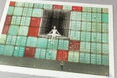 JR, En el muro de contenedores - Litografía, Arte urbano, Arte callejero, Impresión firmada