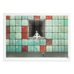 JR, En el muro de contenedores - Litografía, Arte urbano, Arte callejero, Impresión firmada