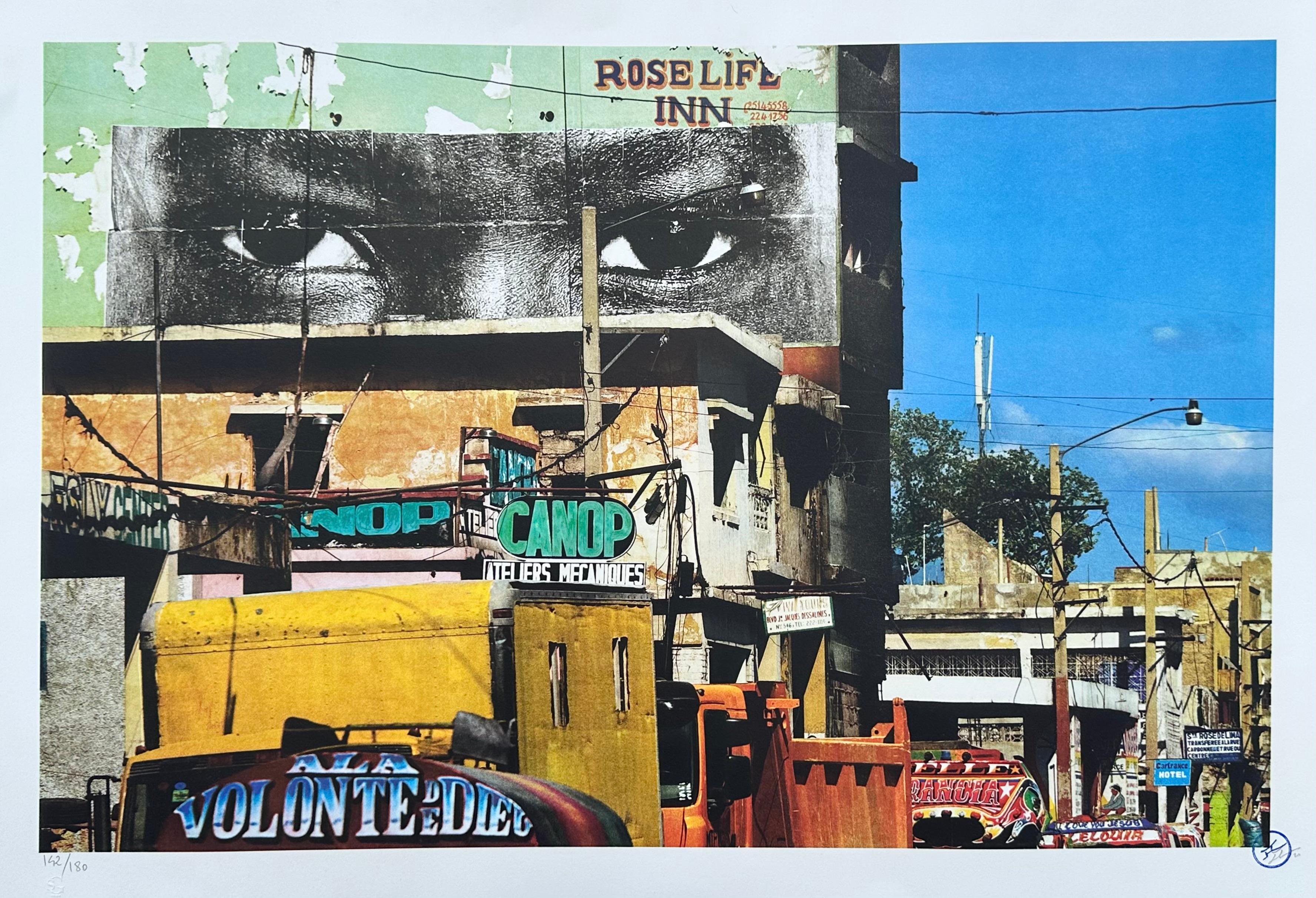 JR (aka Jean René) Figurative Print – JR,  Inside out - Haiti, 2020