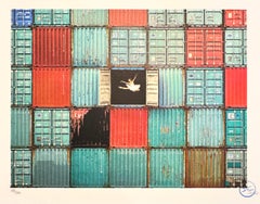 JR, The ballerina, jumping in containers, Le Havre, France, 2014