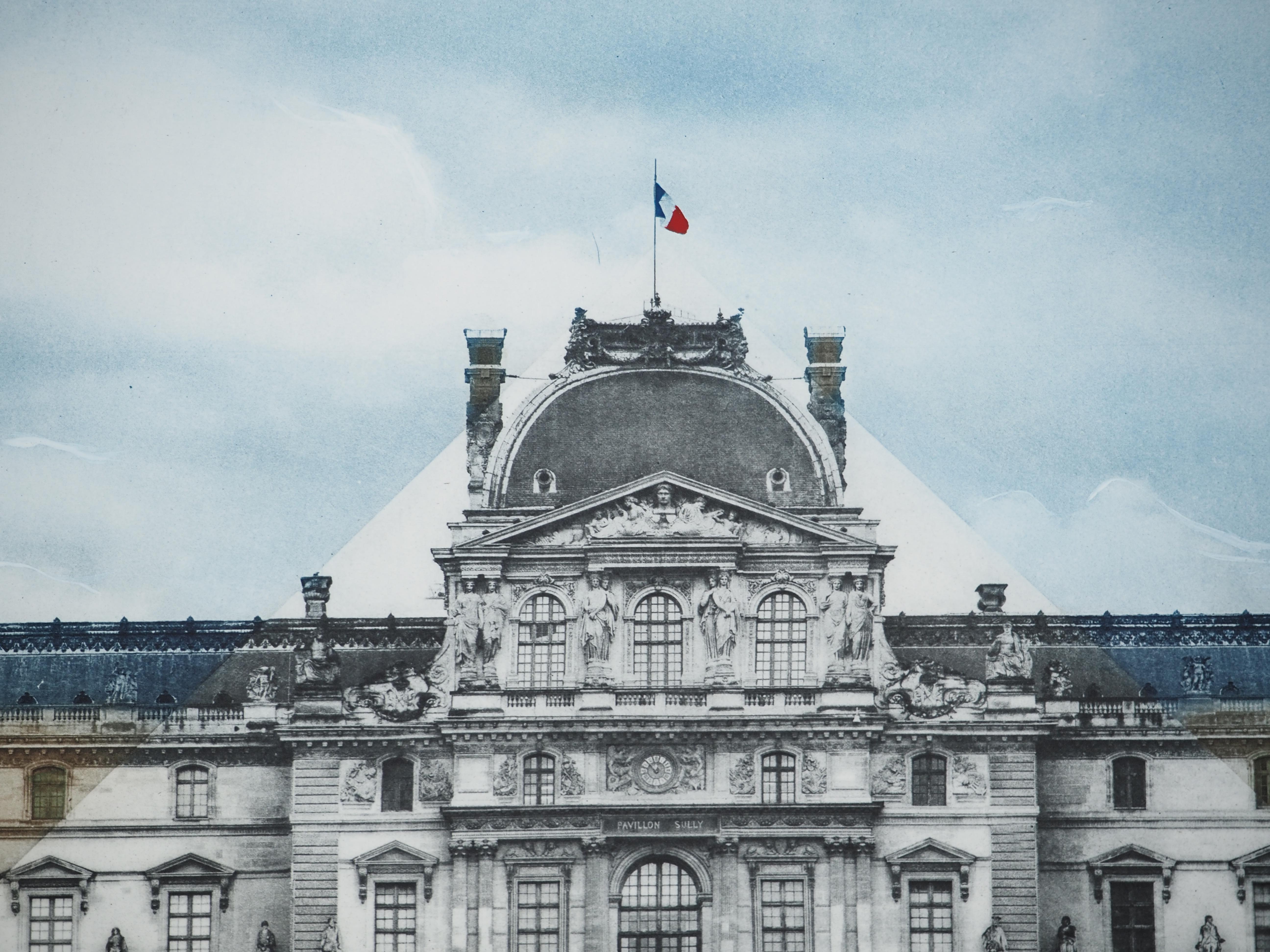 The Louvre Pyramid - Etching from Louvre Museum - Contemporary Print by JR (aka Jean René)