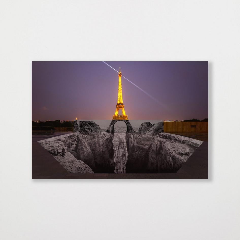 JR (aka Jean René) Figurative Print - Trompe l'oeil, Les Falaises du Trocadéro, 2021 -JR, 25 mai 2021, 22h18