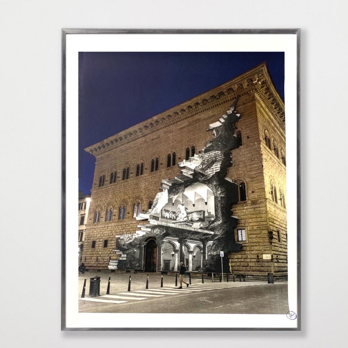 La Ferita, 25. März 2021, 19H07, Palazzo Strozzi, Florenz, Italien, 2021 (Schwarz), Figurative Print, von JR artist