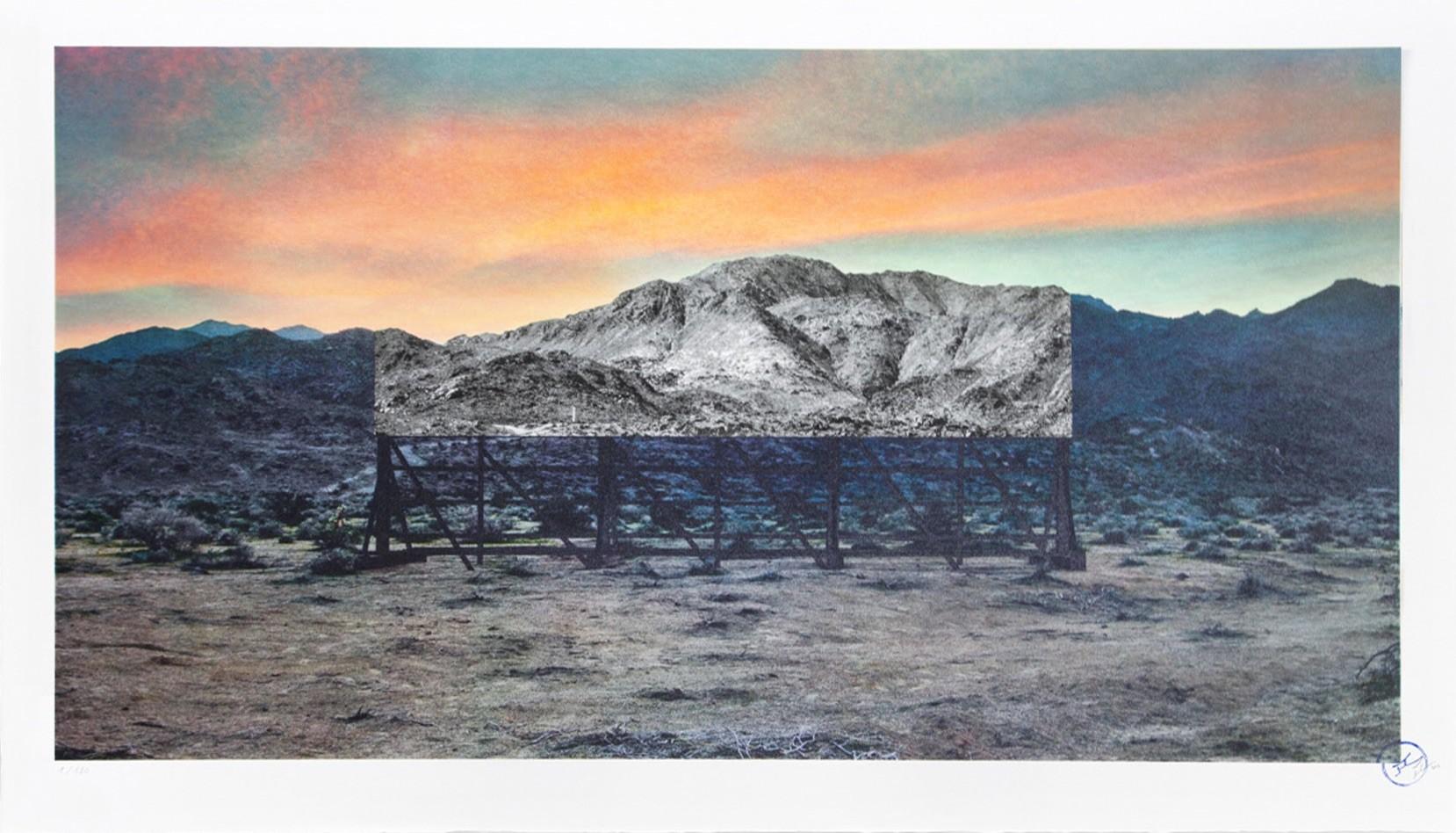 Trompe l'oeil, Death Valley, Billboard, 4. März 2017, 5:41 Uhr, Kalifornien, USA – Print von JR artist