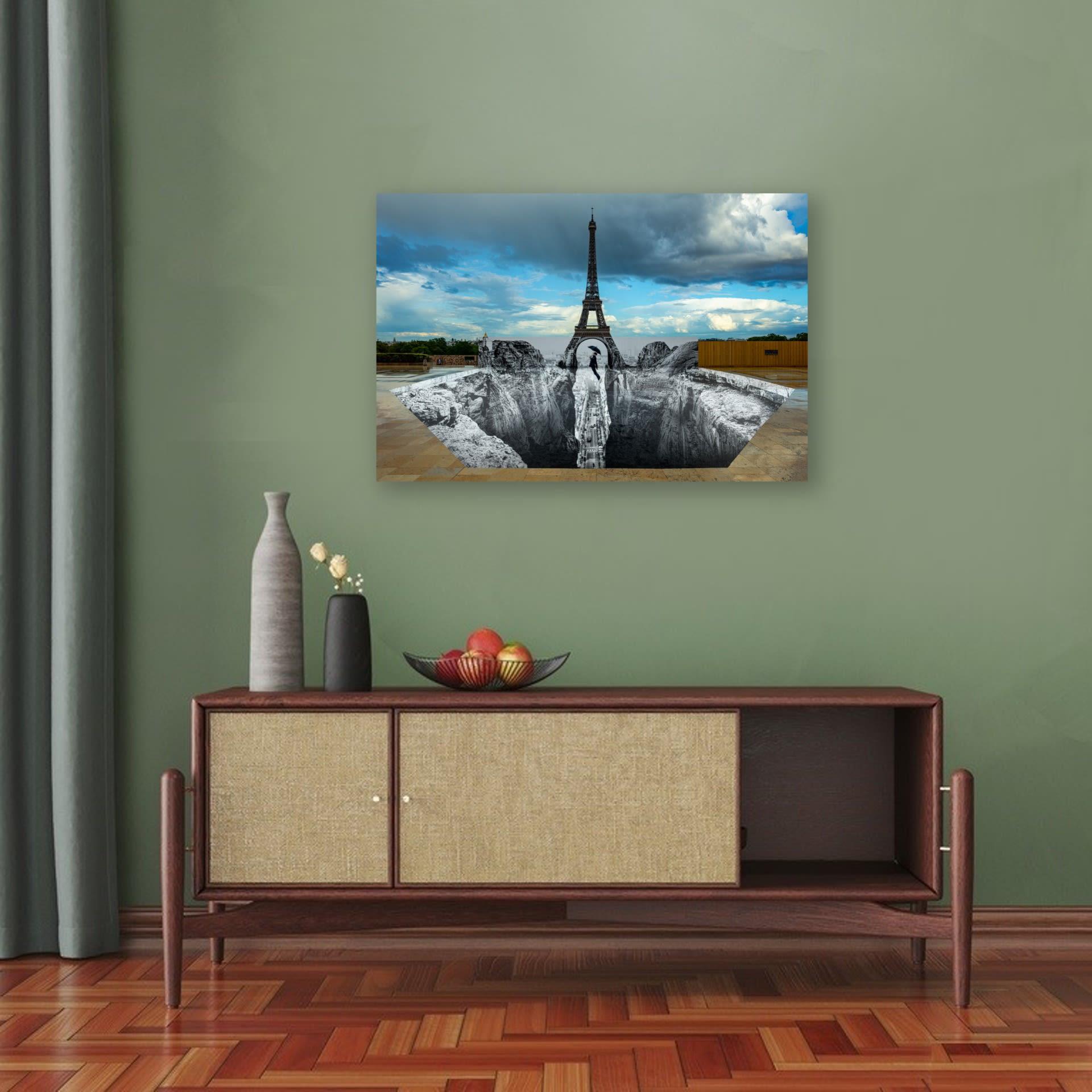 Trompe l'oeil, Les Falaises du Trocadéro, 2021 -JR, 18 mai 2021, 19h58 - Gray Figurative Print by JR artist